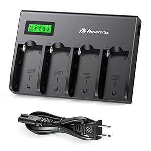 Powerextra 4-Channel Battery Charger with LCD Display for Sony NP-F970, NP-F960, NP-F950, NP-F930, NP-F770, NP-F750, NP-F570, NP-F550 Camera Battery