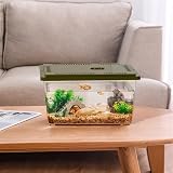 Akwarium Akwarium dla ryb domowych, zbiornik na żółwie, specjalny pojemnik, pudełko do karmienia z przesuwaną pokrywą do ekspozycji na biurku(Green,27x17.5x14.5cm)