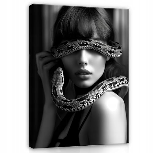Tableau portrait noir et blanc Mme WallArena toile 40x60 cm