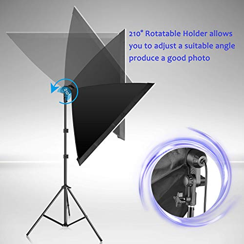 2X105W Softbox Lighting Kit, Gloshooting 20"X28" Professional Continuous Lighting Equipment, 5500K E27 Socket Cfl Daylight Light Bulb For Studio Photography Commercial Fashion Portraits #TOP5