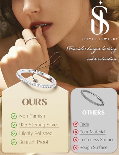Image of Jstyle Wedding Bands for Women Eternity Band Rings Stackable Cubic Zirconia Ring 2-2.5MM Engagement Band Ring for Women Dainty Simulated Diamond Rings No Tarnish Size 5-9