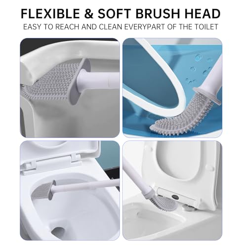 Image of RV Toilet Bowl Brush, Toilet Brush Silicone Won't Damage Toilets, Wall Mounted Toilet Brush-Anti-Roll, Anti-Drip Design, Suitable for RV Travel Trailers and Campers, Made by RVers for RVers