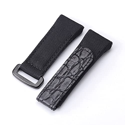 Bracelet de remplacement en toile de nylon tissée Bracelet de montre de rechange en cuir et toile de nylon multicolore for hommes, 25 mm