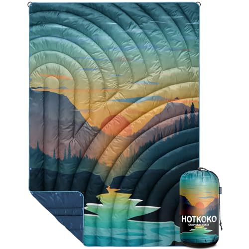 hotkoko MINI Camping Blanket Lightweight Puffy Printed Camping Blanket Packable Outdoor Blanket for Camping Traveling Stadium Hiking Picnics