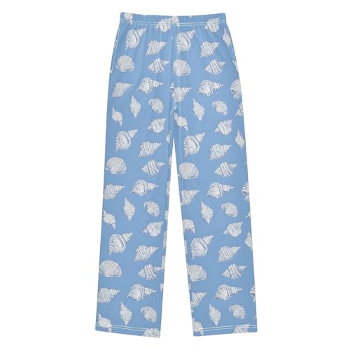 Pajama Pants Conch on Blue Background PJ Bottoms Sleepwear Lounge Sleep Pant with Pockets