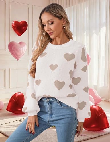 Image of Libsorge Womens Valentine Heart Sweater 2026 Valentines Day Trendy Cute Oversized Long Sleeve Pullover Sweaters