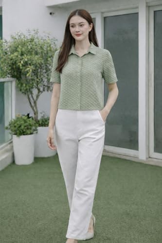 Image of Zilcon Bricks Womens Fashion Crop top for Woman Casual Short Sleeve Shirts for Woman | Women Fashion | Formal Shirts for Women