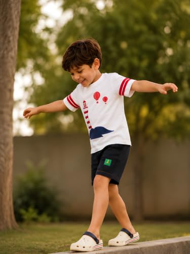 Image of Pilolo Kids Soft Cotton Terry Lycra Adjustable Drawstring Pocket Shorts for Boys