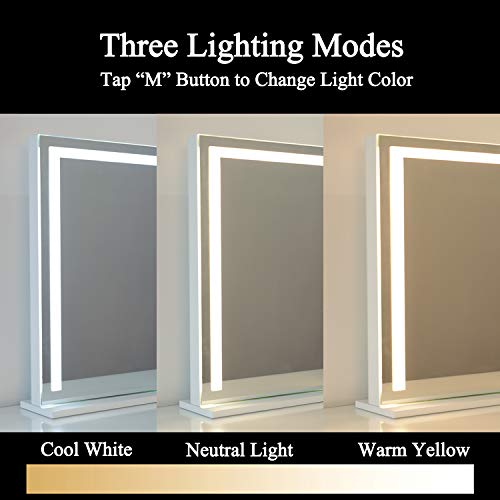 Wayking Vanity Mirror With Lights, Makeup Mirror With Dimmiable 3 Lighting Modes Led Strip, Wall-Mounted And Tabletop Mirror With Usb Charging Port (L27.56 X H21.56) #TOP1