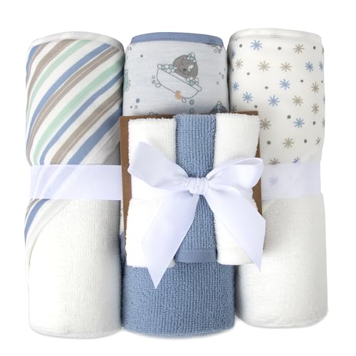 Image of Hooded Baby Bath Towel and Washcloth 6 Piece Set for Newborns, Infants & Toddlers, Boys & Girls Baby Hooded Towels Set