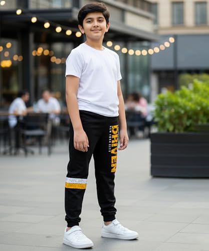 Image of KYDA KIDS 100% Cotton Track Pants for Boys | Premium Printed Soft Single Jersey Fabric | Elastic Waist Loose Fit Summer Full Length with Rib Hem (Pack of 2)
