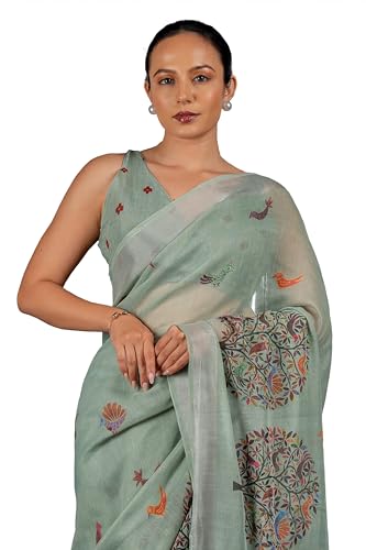 Image of MIRCHI FASHION Saree for Woman Cotton Blend Printed | Traditional Ethnic Sari for Ceremonial Use and Farewell with Blouse Piece