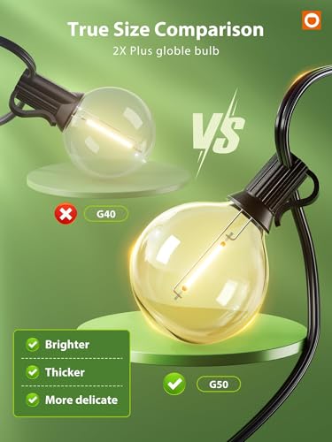addlon 100FT Solar String Lights with G50 Bulbs & USB Charging — view 2
