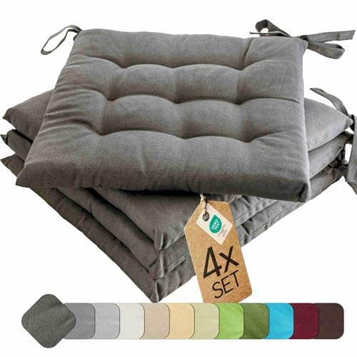 etérea Coussin de Chaise de Jardin 40x40 chaises Exterieur Galette de Chaise Coussins intérieur 4 Pièces de Coussins 40 x 40 cm Anthracite