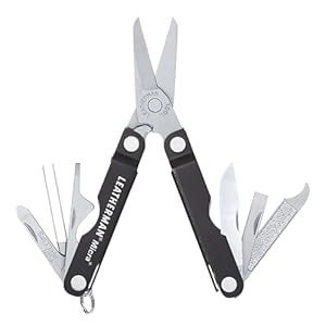Leatherman Micra – roestvrij stalen multitool met veerschaar en 9 andere gebruiksvoorwerpen voor dagelijks gebruik – ideaal voor de sleutelhanger – zwart