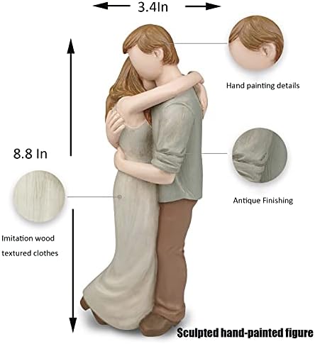 CAMSOON Romantic Hug Couple Happy Wedding Anniversary Sculpted Hand-Painted Figurine Gifts For Her Him, In Loving Moments Statue Gift for Engagement Valentine's Day Birthday