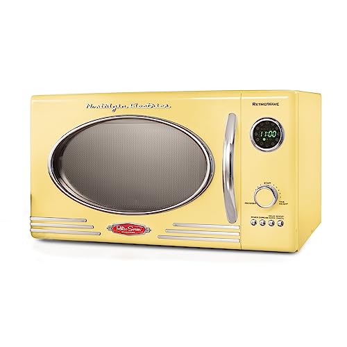 Nostalgia 0.9 Cu. Ft Yellow Retro Microwave Oven
