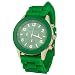 Unisex Geneva Silicone Jelly Gel Quartz Analog Sports Wrist Watch (Dark Green)