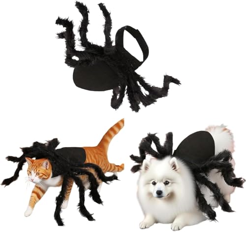 Halloween Kostüm Hund Verstellbar Halloween Hundekostüm, Schwarz Plüsch Spinnen-Kostüme Filz Pet Spinnenkostüm Lustige Katzenkostüm Cosplay Party Special Events für Hunde und Katzen