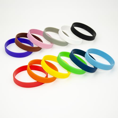 Image of 12pcs /Pack 12 Multi-Colors Blank Silicone Wristbands Rubber Bracelets
