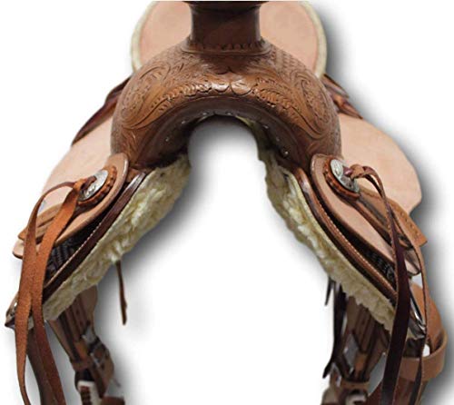 Rahmat International Wade Tree A Fork Premium Western Leather Roping Ranch Work Horse Saddle Tack, Headstall Breastplate(Size- 10 To 18 Inches Seat Available) (15.5" Inch Seat) #TOP1