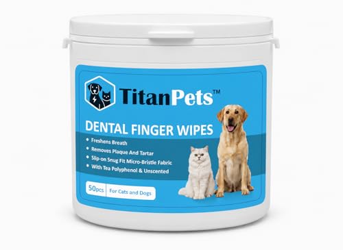 Image of Pets Teeth Cleaning Finger Wipes - Pets Dental Wipes | Dogs & Cats Finger Toothbrush - Hypoallergenic, Unscented Cleaning & Oral Hygiene for Fresh Breath and Healthy Wipes (Pcs-50)