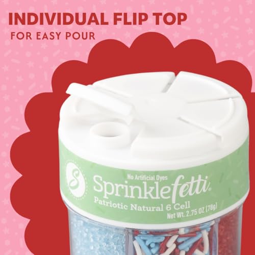 Image of Sweets Indeed Dye Free 4th of July Sprinkles - Patriotic Red White and Blue Sprinkles with No Artificial Dyes for Baking & Decorating Cupcakes, Cookies, Cakes & Desserts - 2.75 ounces