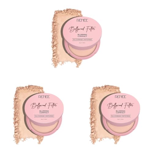 Image of RENEE Bollywood Filter Blurring Compact - Cashew Swirl | Pore Minimising, Matte Finish, Full Coverage, Rich Pay-off | Blurs Pores & Blemishes | 9g (Pack of 3)