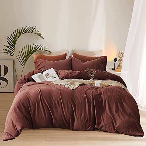 Pureant Brick Red Comforter Sets King Solid Dark Rust Red Bedding Comforters Modern Plain Purplish Cotton Bed Quilts Women Girls Blackish Red Warm Blankets Pure Dark Brown Red Durable Bedding Vintage #TOP5