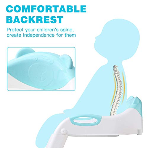 711TEK Potty Training Seat Toddler Toilet Seat with Step Stool Ladder,Potty Training Toilet for Kids Boys Girls Toddlers-Comfortable Safe Potty Seat Potty Chair with Anti-Slip Pads Ladder (Blue) - Thumbnail 2