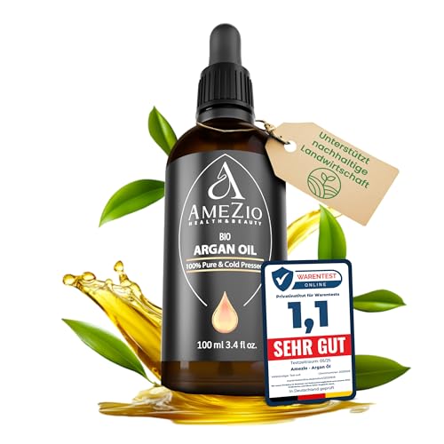 Aceite de argán orgánico prensado en frío I para el cabello, cara, cuerpo, piel, aceite de argán para bebé, 100% puro y sostenible, natural para cosméticos, cuidado de la piel, vegano y sin