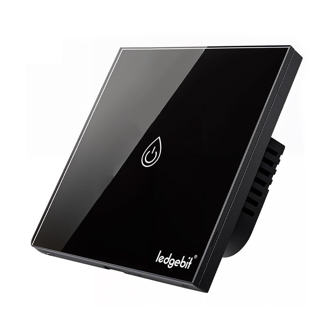 Ledgebit Wi-Fi Smart Boiler Switch Controller | 20A Heavy Duty Wall Switch for Geysers & Boilers | Alexa & Google Assistant Compatible | App Remote Control | Black-image-0