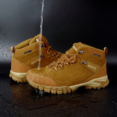 Foto von Wanderstiefel Herren Wasserdicht Halbhoch Wanderschuhe Damen rutschfest Trekkingschuhe Atmungsaktiv Leicht Outdoor Hiking Schuhe Sport Laufschuhe Bergschuhe Braun 43
