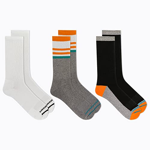 Image of Merrell Unisex Adult Men's and Women's Cushioned Cotton Crew Socks - 3 & 6 Pairs - Breathable Mesh Comfort Zones