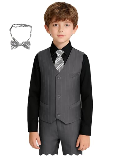 Image of Boy Suits Stripe Tuxedo Suit Set Complete Outfit Formal Wedding Party Wear Ring Bearer Outfit