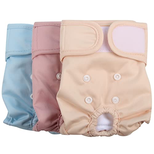 Vecomfy Dog Diapers Female for Medium Dogs,(3 Pack) Premium Washable Reusable Leakproof Puppy Nappies,L