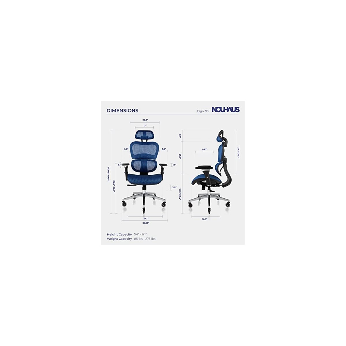 NOUHAUS Ergo3D Ergonomic Office Chair Rolling Desk Chair with 4D