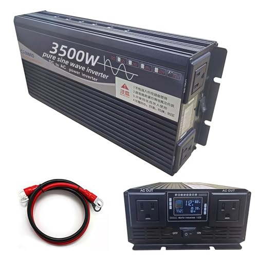 Image of 3500W Power Inverter 12V DC to 110V AC Converter with LED Display Dual AC Outlets Dual Fans Radiating for RV, Camp, Boat and Home Emergency Portable Pure Sine Wave Inverter (Smart Screen, 3500W 12V)