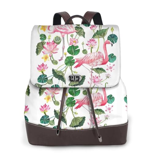 Sac à dos cuir flamant rose noir imperméable contre la pluie et l'usure