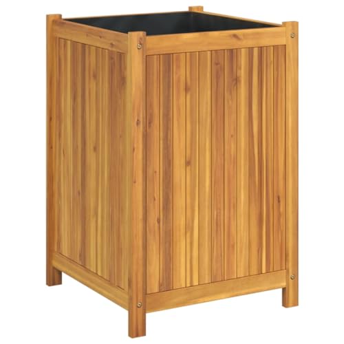 vidaXL Pflanzkübel, Blumenkübel mit Einlage, Blumenkasten für Garten Balkon Terrasse, Pflanzkasten Hochbeet Blumentopf, Massivholz Akazie