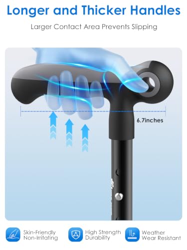 Image of WHLICKS Walking Cane for Men & Woman,Foldable Heavy Duty Cane | 300-lb Capacity,Ergonomic Grip,All Terrain Tip, Adjustable ,Collapsible ,Lightweight, Walking Sticks for Seniors & Adults