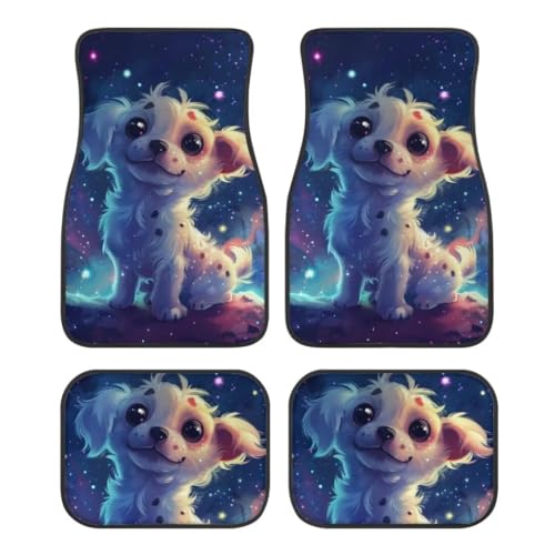 Allhaitong Juego de 4 alfombrillas con estampado de perro para automóvil, SUV y camión, duraderas, delanteras y traseras, juego de 4 piezas