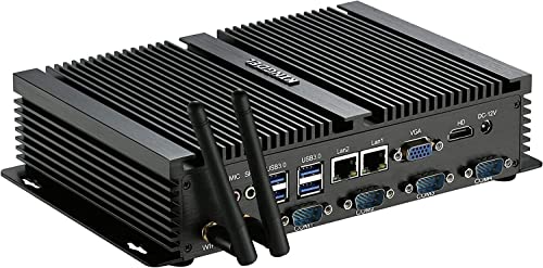 Image of KINGDEL Fanless Industrail Computer, Mini Desktop PC with Celeron 1037U Dual Core CPU, 8GB RAM, 512GB SSD, 2xNICs, 4xUSB 3.0, 4xCOM RS232, HD Port