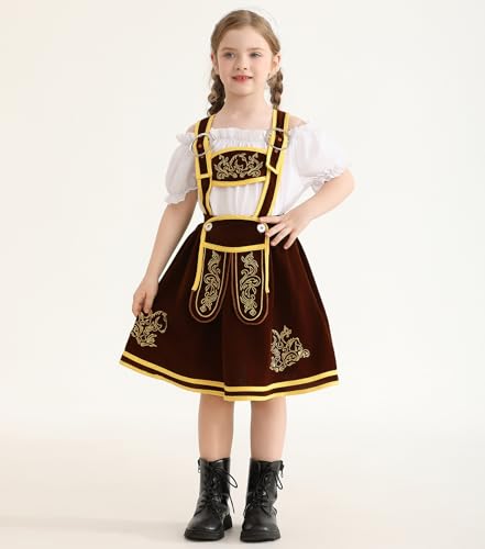 Disfraz tradicional bávaro de niño, café y blanco miniatura 6