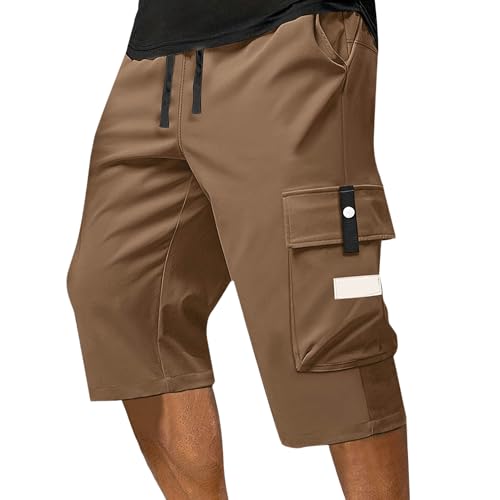 Shorts cargo deportivos para hombre con cintura ajustable y múltiples bolsillos miniatura 1