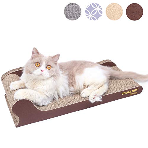 VIVAGLORY Grand Griffoirs pour Chats, Résistant Chat Griffoirs, Griffoir Carton Ondulé pour Petit et Grand Chat, Taille 55 * 23.6 * 10.5cm, Marron