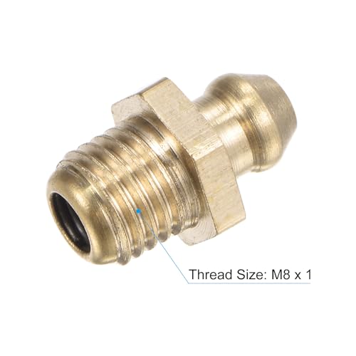 Image of uxcell Brass Straight Grease Fitting M8 x 1mm Thread Hydraulic Grease Fitting Accessories, 40Pcs