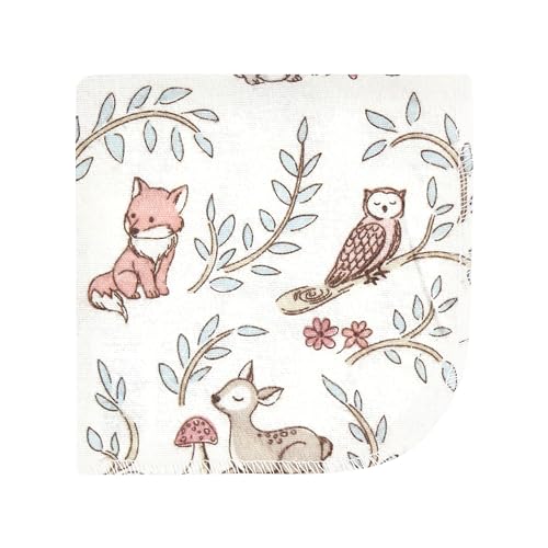 Image of Hudson Baby Unisex Baby Flannel Cotton Poly Washcloths, Girl Woodland Pals 10Pk, One Size