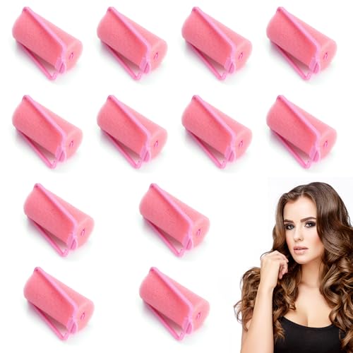 12 Pcs Comfortable Soft Foam Hair Styling Curlers - Flexible Sleeping & No Damage Hair Rollers