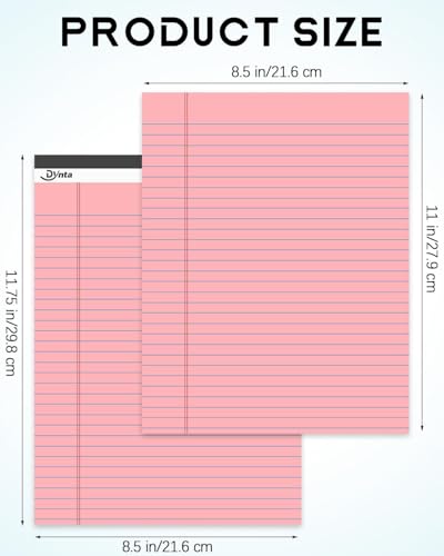Dynta Notatniki prawne, 8,5 x 11 sztuk, 12 opakowań luzem, szeroka linijka, różne kolorowe notatniki, mikroperforowane, podkładka prawna do pisania, do domu, szkoły, biura, pracy, podróży, 45 arkuszy